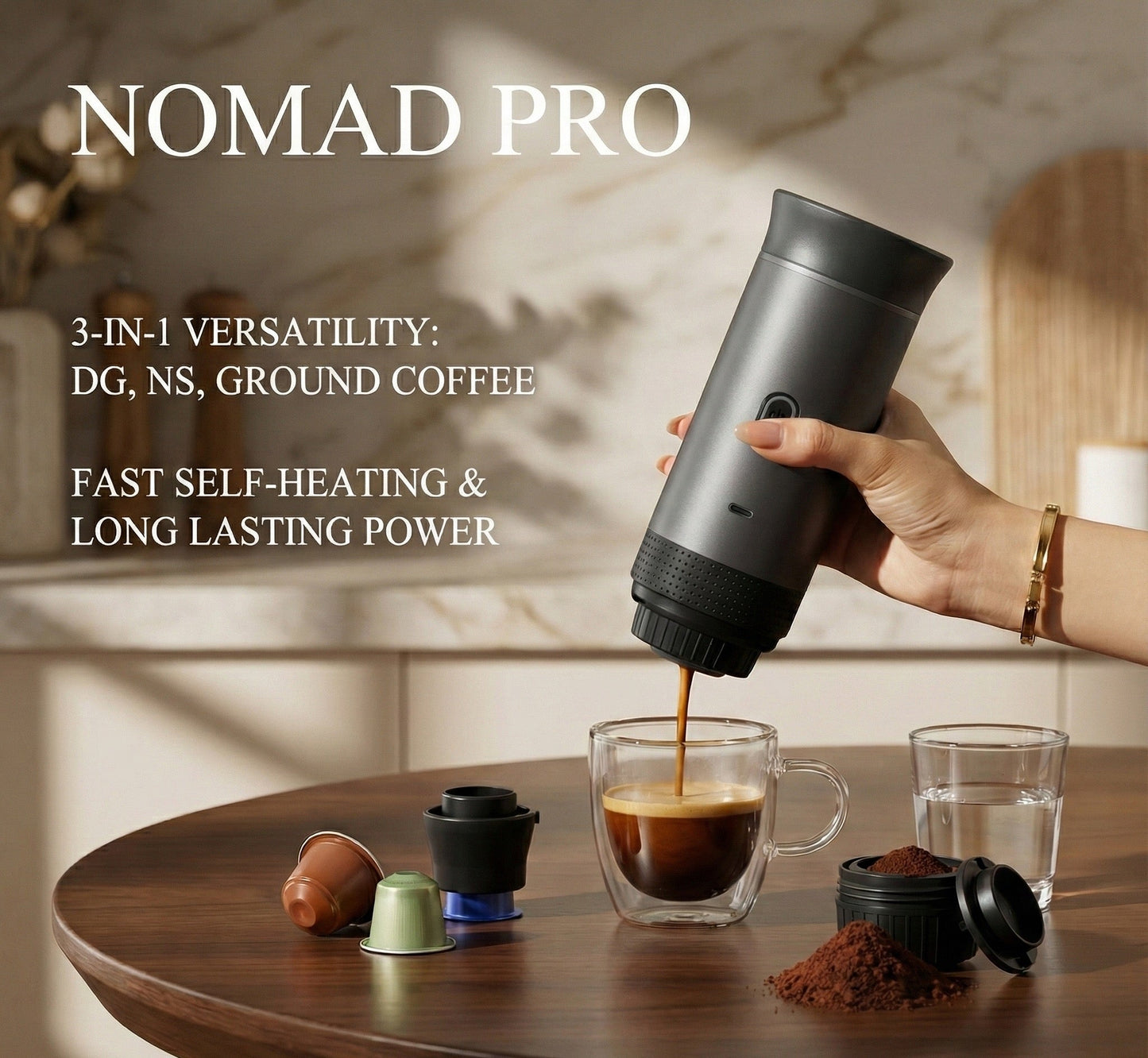 Nomad Pro: Self-Heating Portable Espresso Maker